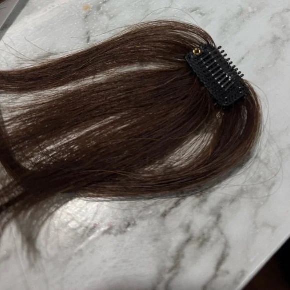 Medium Dark Brown 100% Human hair Clip-In Bangs - Picture 3 of 9